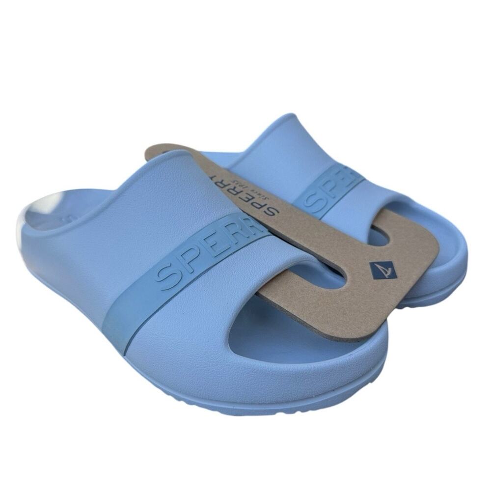 Sperry Float Slide Boat Sandals LT. Blue Beach Resort Comfort Womens 8 NEW